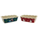 (2) Christmas Seasons Greetings Santa Claus Snowmen 10" Baking Bread Dish Set