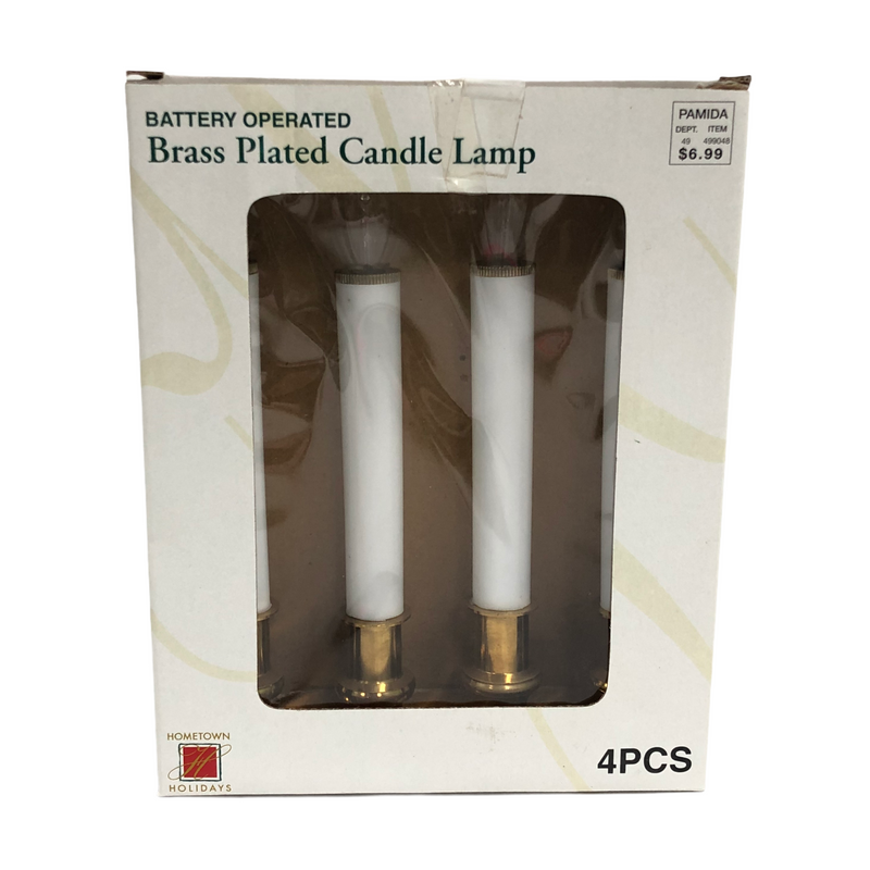 Hometown Holidays Battery Operated Brass Plated Candle Lamps - 4 Pack