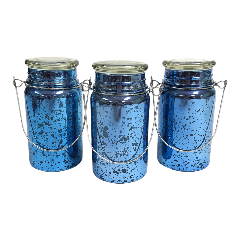 (3) Valerie Parr Hill Mercury Glass Illuminated Mason Jar Candle Holders