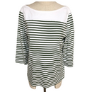 Anne Klein Sport Womens 3/4 Sleeve Green White Striped Shirt