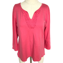 Talbots Womens 3/4 Sleeve V-Neck Shirt