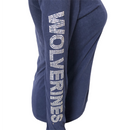 Campus Couture Womens Blue Bling Michigan Wolverines Long Sleeve Shirt