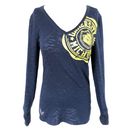 Adidas Womens V Neck Blue Maze University of Michigan Long Sleeve Shirt