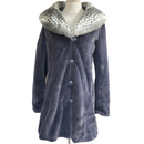 Dennis By Dennis Basso Gold Womens Removable Hood Faux Fur Gray Coat