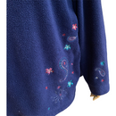 Northern Reflections Womens Vintage Zip Up Blue Flowers Fleece Jacket