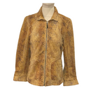 Dialogue Womens Snakeskin Print Zip Up Short Jacket