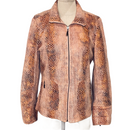 Dialogue Womens Snakeskin Print Zip Up Short Jacket