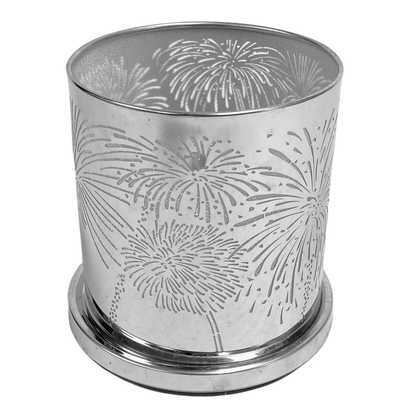 PartyLite Fireworks Celebration Silver Candle Sleeve Cover Votive Hurricane