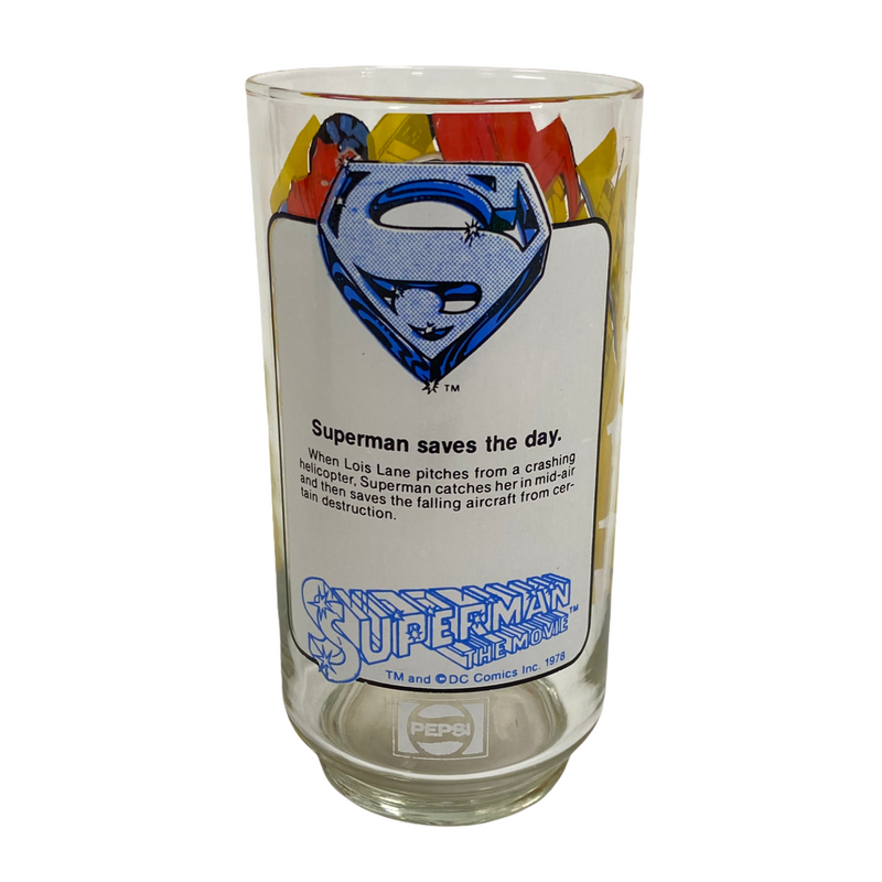 Superman The Movie DC Comics Superman Saves The Day 1978 Pepsi Glass