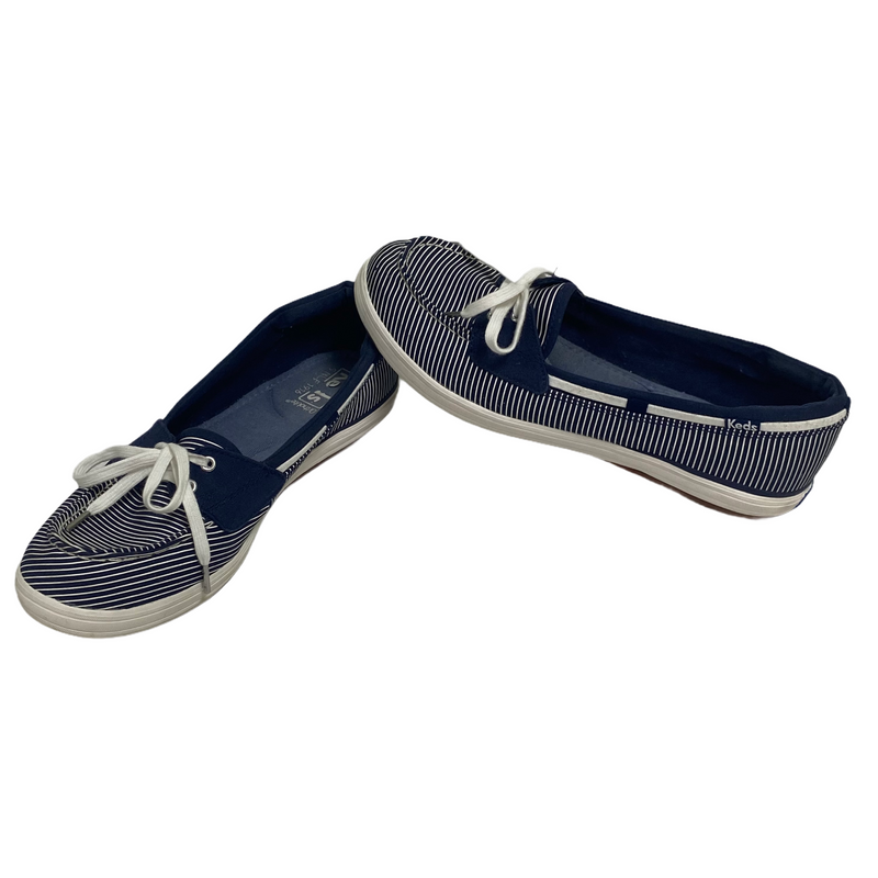 Keds Ortholite Blue White Stripe Canvas Loafers Slip On Boat Comfort Shoes