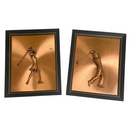 3D Copper Man & Woman Golfer 16"x13"Framed Wall Art