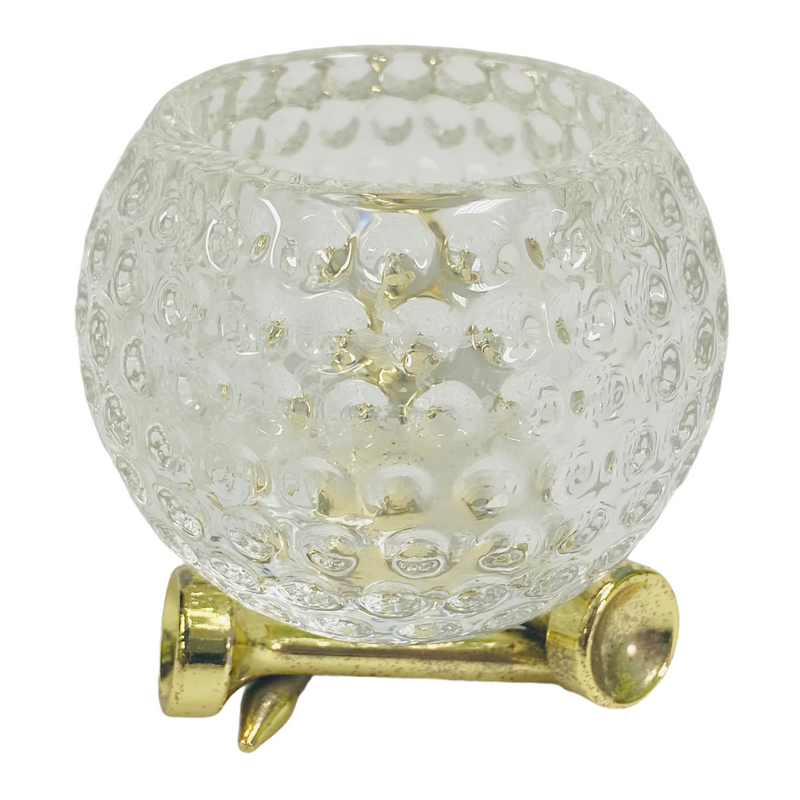 PartyLite Glass Golf Ball Tea Light Candle Holder w/ Brass Tees Stand