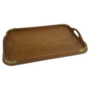 Dolphin Teakwood Brass Corners MCM 16.5"x12" Tray w/ Handles