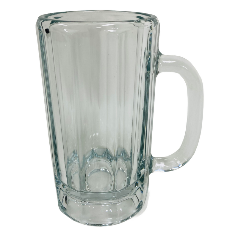 (4) Libbey Paneled Thick Heavy Glass 16 oz Beer Mugs