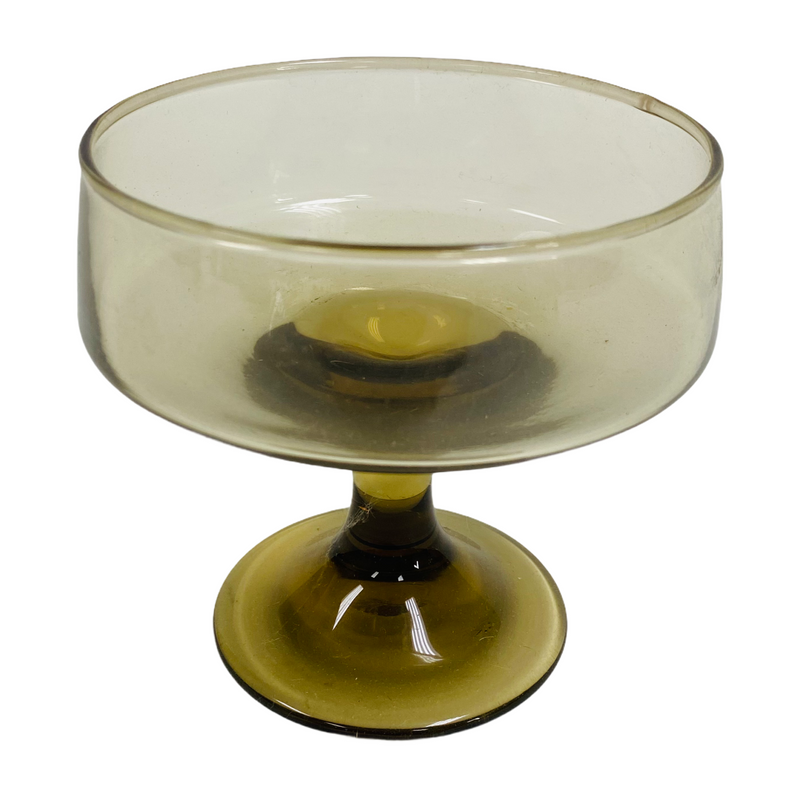 (4) Libbey Vintage MCM Smoked Brown Sherbert Champagne Glasses