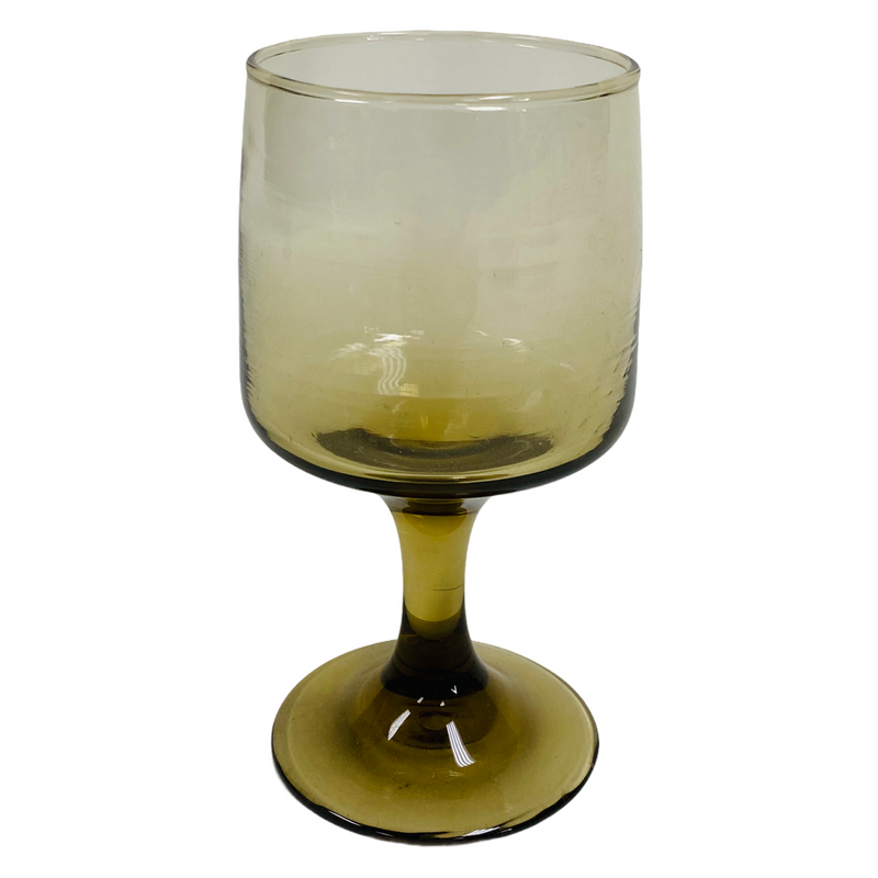 (4) Libbey Vintage MCM Smoked Brown 6 oz Wine Glasses