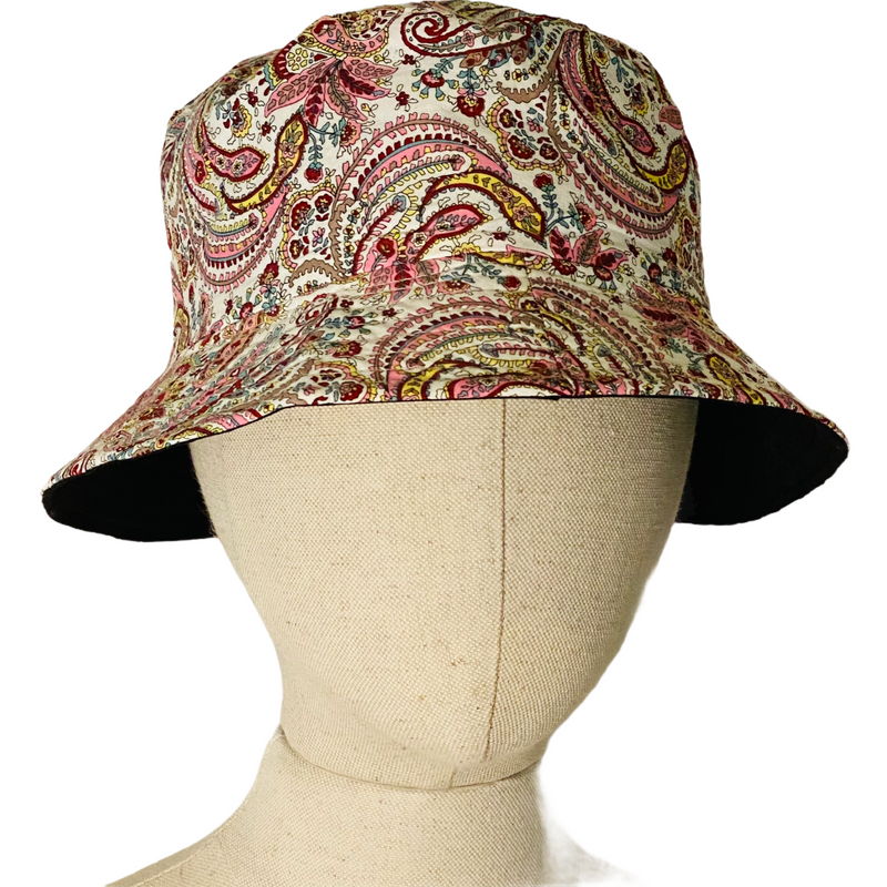 Womens Pink Paisley Floral Bucket Hat