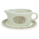 Pyrex Woodland Brown Gravy Boat 77-B & Plate 77-U Set