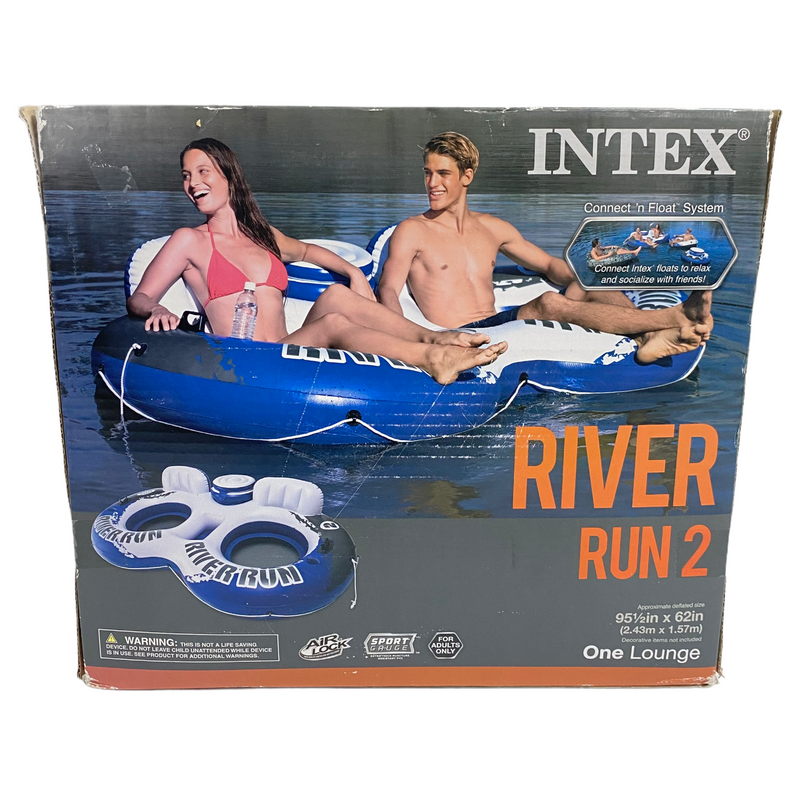 Intex River Run II Inflatable Cooler Cupholder 2 Person Tube