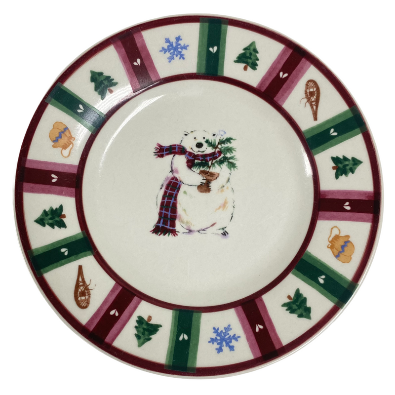 (6) Pfaltzgraff Christmas Snow Polar Bear 8-1/4" Salad Lunch Plates