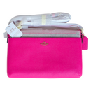 Coach Crossgrain Leather East West Crossbody Fuschia Pink Purse F57788