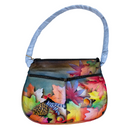 Anuschka Large Fall Leaves Pinecones Hand Painted Leather Tote Handbag