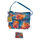 Anuschka Large Fall Leaves Hand Painted Leather Tote Handbag