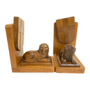 Hand Carved Handmade Wood Lion Cross Shield 7-3/4" Bookends