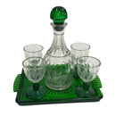 Avon Emerald Green Glass 6 Piece Decanter Wine Glass Set