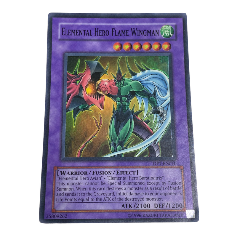 Yu-Gi-Oh! Elemental Hero Flame Wingman Super Rare Trading Card DP1-EN010