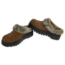 Skechers Womens Leather Faux Fur Comfort Slip On Clog Mule Shoes