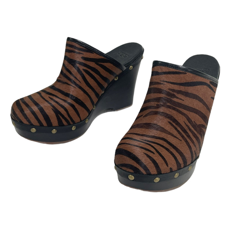 UGG Australia Marsalis Exotic Animal Tiger Stripe Fur Clog Mule Heels 1004262