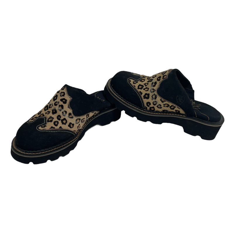 Ariat Womens Leopard Animal Print Black Slip On Clog Mule Shoes 14881