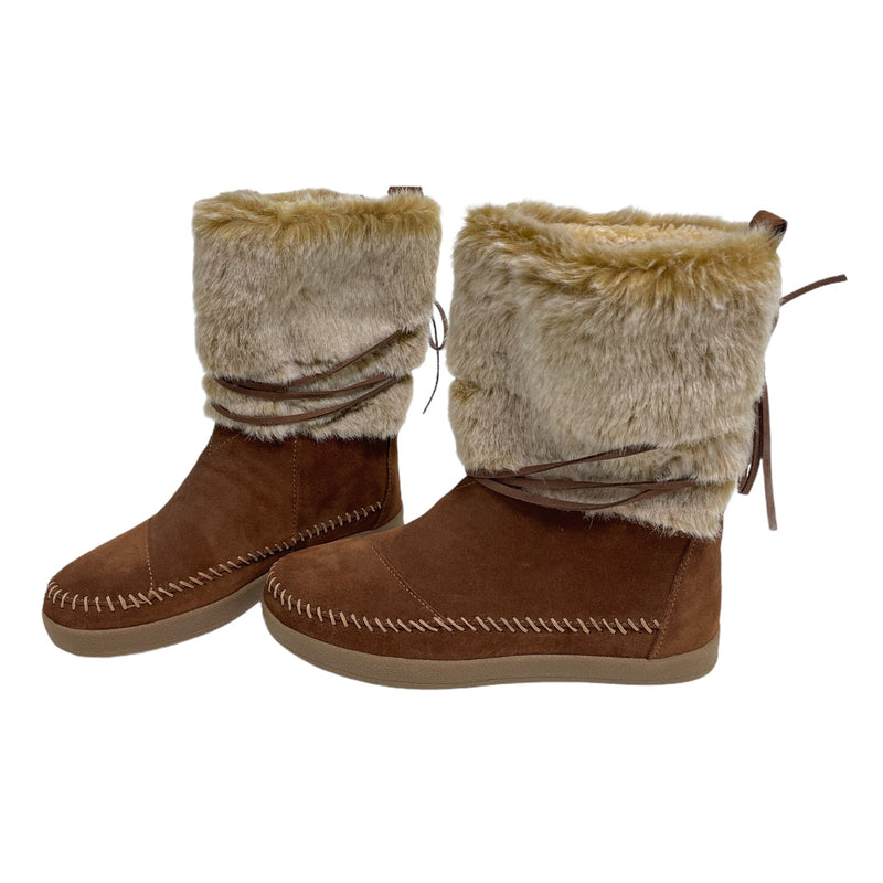 Tom's Nepal Rawhide Brown Suede Faux Fur Slip On Boots