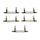 (5) Ceramic Brass Vintage Porcelain White Drawer Door Cabinet Handle Pulls