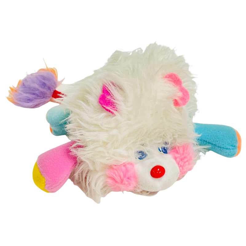 Mattel Popples Puffling 1986 White Pink Fur 4" - 6" Stuffed Animal