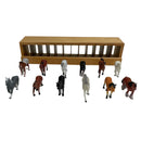 (12) Funrise 1988 Assorted Breeds Mini Horses & Stall Stable Wooden Display Set