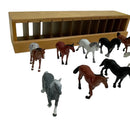 (12) Funrise 1988 Assorted Breeds Mini Horses & Stall Stable Wooden Display Set