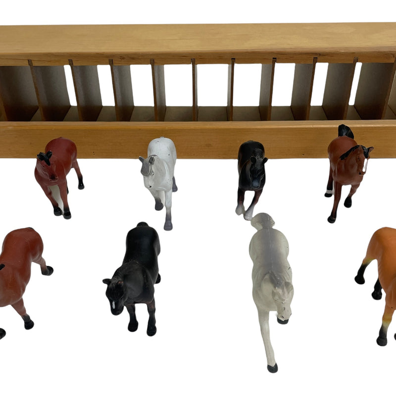 (12) Funrise 1988 Assorted Breeds Mini Horses & Stall Stable Wooden Display Set