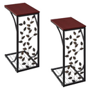 (2) Etna Leaf Metal Base Wood Top C Shape 21" Side End Tables