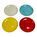 (4) Kenro Holiday Vintage Melamine Blue Red Yellow White Speckled Saucer Plates