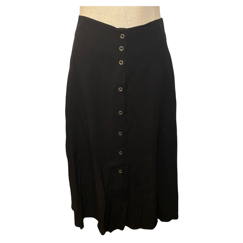 Forever 21 Womens Knee Long Black Button Skirt