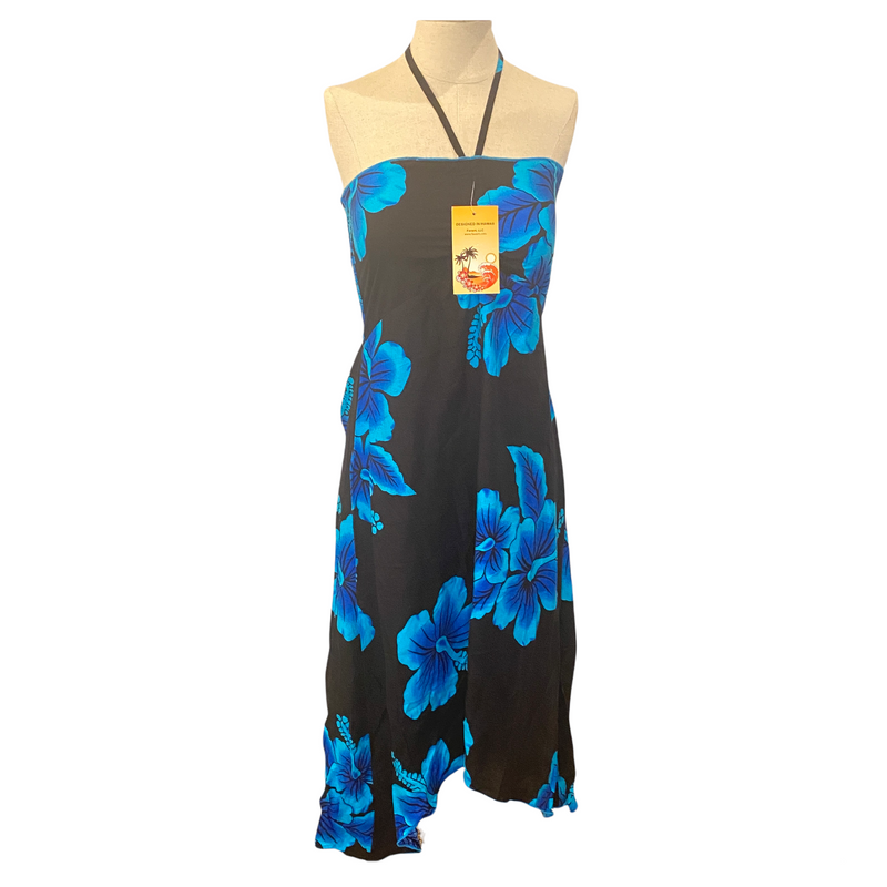 Favant Womens Black Blue Floral Hi-Low Strapless Dress