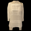 Lauren Conrad Womens Embroidered Ruffle Front Marshmallow Blouse Shirt