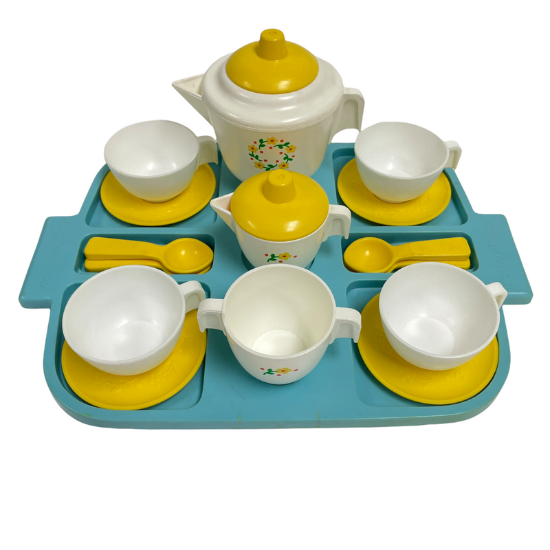 Fisher Price 1982 Vintage Fun With Food Toy Complete Tea Party Set & Tray