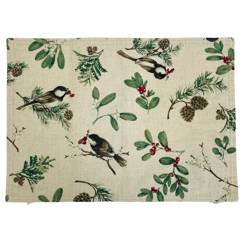 (6) Pfaltzgraff Winterwood Bird Berry Cloth 16"x12" Placemats