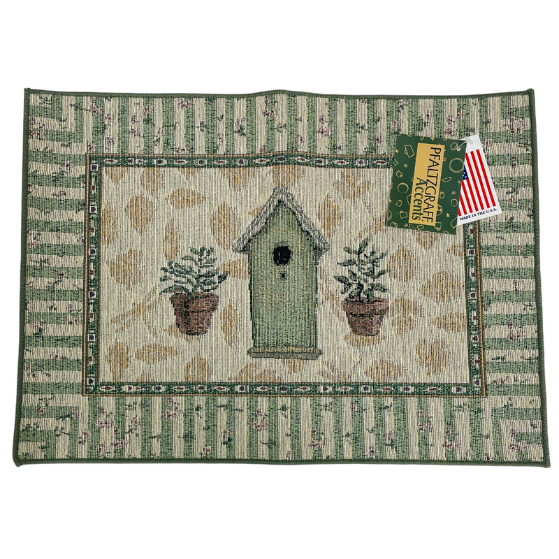 (4) Pfaltzgraff Accents Naturewood Birdhouse Tapestry 18.5"x13.25" Placemats