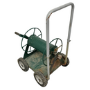 Heavy Duty Green Metal Water Hose Wind Up Cart On Wheels Reel