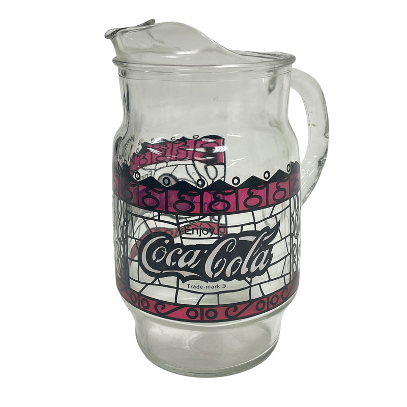 Coca-Cola Enjoy Coke Vintage Stain Glass 3 Quart Pitcher