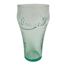 (4) Coca-Cola Enjoy Coke Green Tint Pebbled Glass 16 oz Tumblers